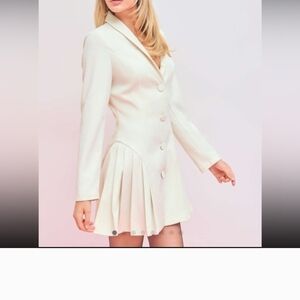 Cider Blazer Shirt Jacket Dress. Cream Polyester Blend Fabric